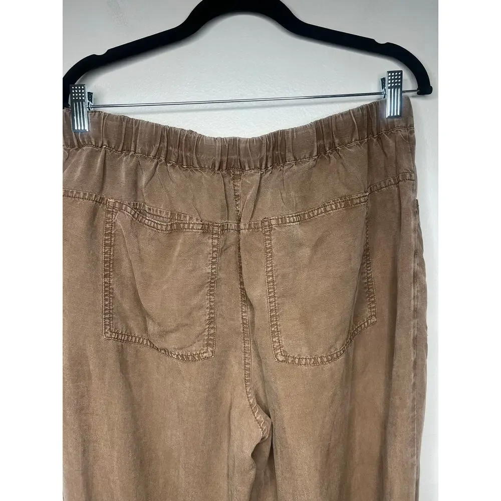 Pilcro Anthropologie Brown Linen‎ Blend Barrel Jogger Pants Brown Utility Boho M